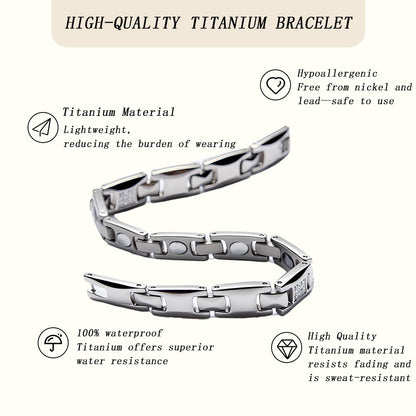 KYOSI Womens Titanium Magnetic Bracelet with Cubic Zirconia Accents, Magnet Bracelets for Women, Elegant Jewelry Gift for Everyday Wear