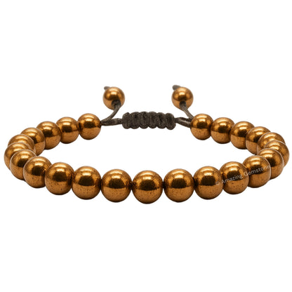 Amazing Gemstone Copper Hematite Bracelet, Gifts For Men & Women - Protection Healing Crystal Bracelet - 8mm Gemstone Beaded Adjustable Bracelet, Pulseras Para Hombres Mujer Stocking Stuffers