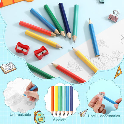 Spakon 96 Pcs Jumbo Pencils for Kid Bulk 3.5 Inch Wooden Triangle Short Fat Chunky Pencil with Sharpener for Student Toddler Preschooler Beginner Kindergarten Classroom Supplies