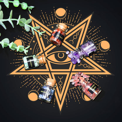 24 PCS Crystals and Healing Stones - Healing Crystal Chips for Witchcraft Supplies Witch Stuff Witch Gift for Beginners Reiki Crafts for Energy Balancing Meditation Therapy