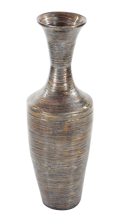 Deco 79 Bamboo Wood Decorative Vase Tall Floor Centerpiece Vase with Lacquer, Vase for Home Decoration 8" x 8" x 23", Dark Brown