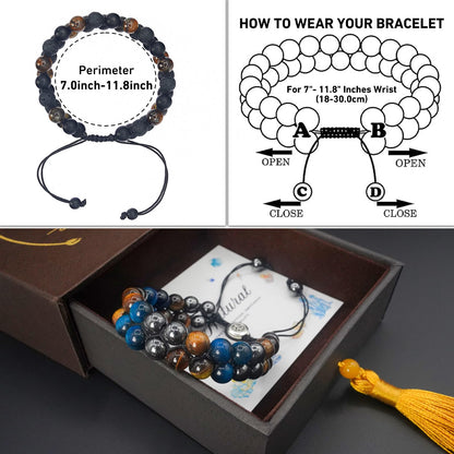 Triple Protection Energy Bracelet, Healing Crystals for Negative Energy Protection, Unisex Amulet with Obsidian, Tiger Eye, and Onyx Stones, Spiritual Jewelry for Men and Women, Healing, Manifestation, and Wellness(8mm Green Tiger Eye Balance Bracelet)