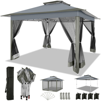 COBIZI 12x12 FT Pop up Gazebo on Clearance Outdoor pop up Canopy Tent,carpas para Patio, Shelter Tents with Sandbags & Portable Carry Bag, Patio Gazebos for Camping, Garden & Lawn, Darkgrey(Upgraded)