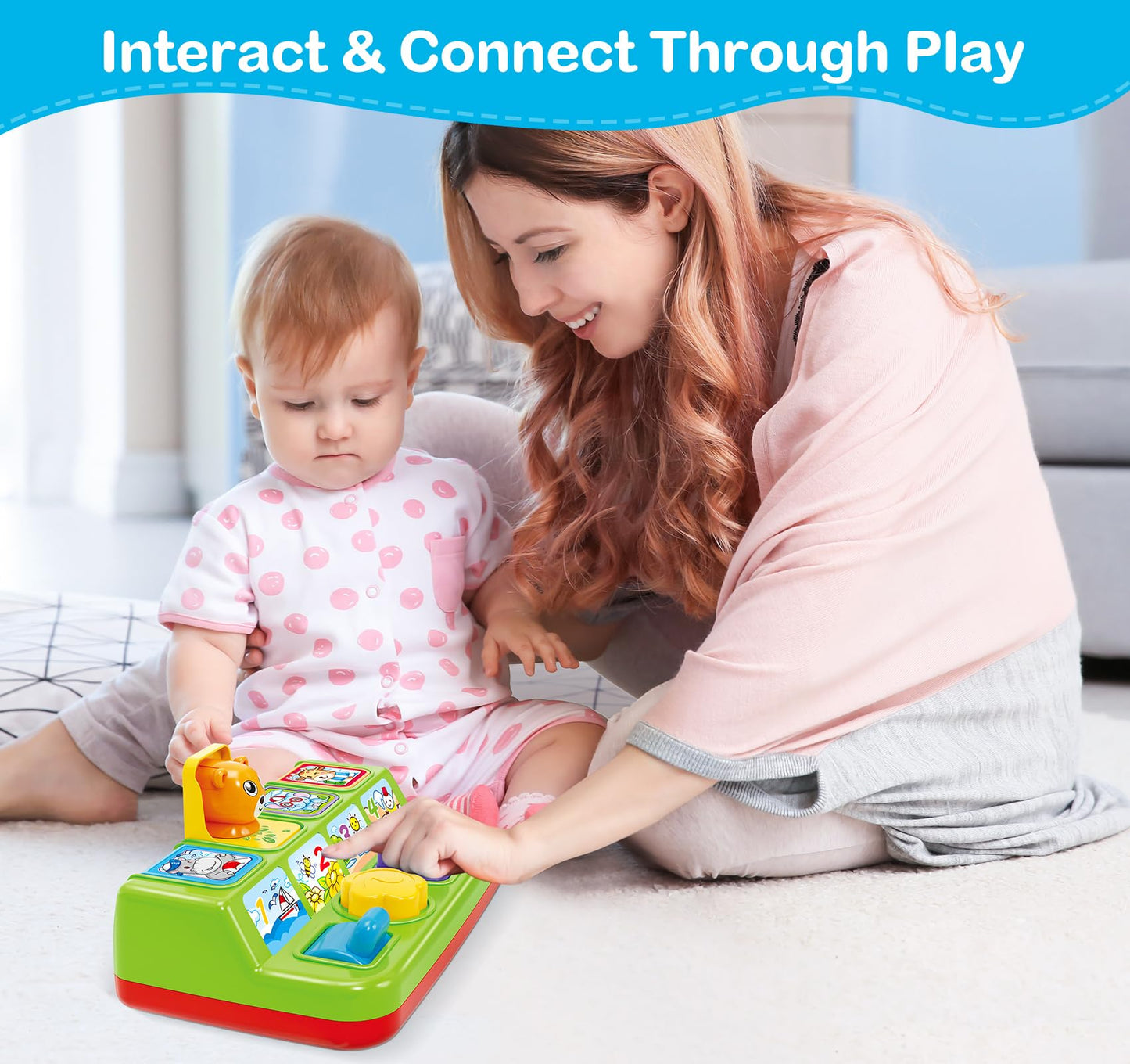 Ellinjan Musical Pop-Up Cause and Effect Toys with Light & Music for 1-3 Year Olds, Baby Interactive Toy with Animal Sounds, Ideal Gifts for Babies Boys Girls
