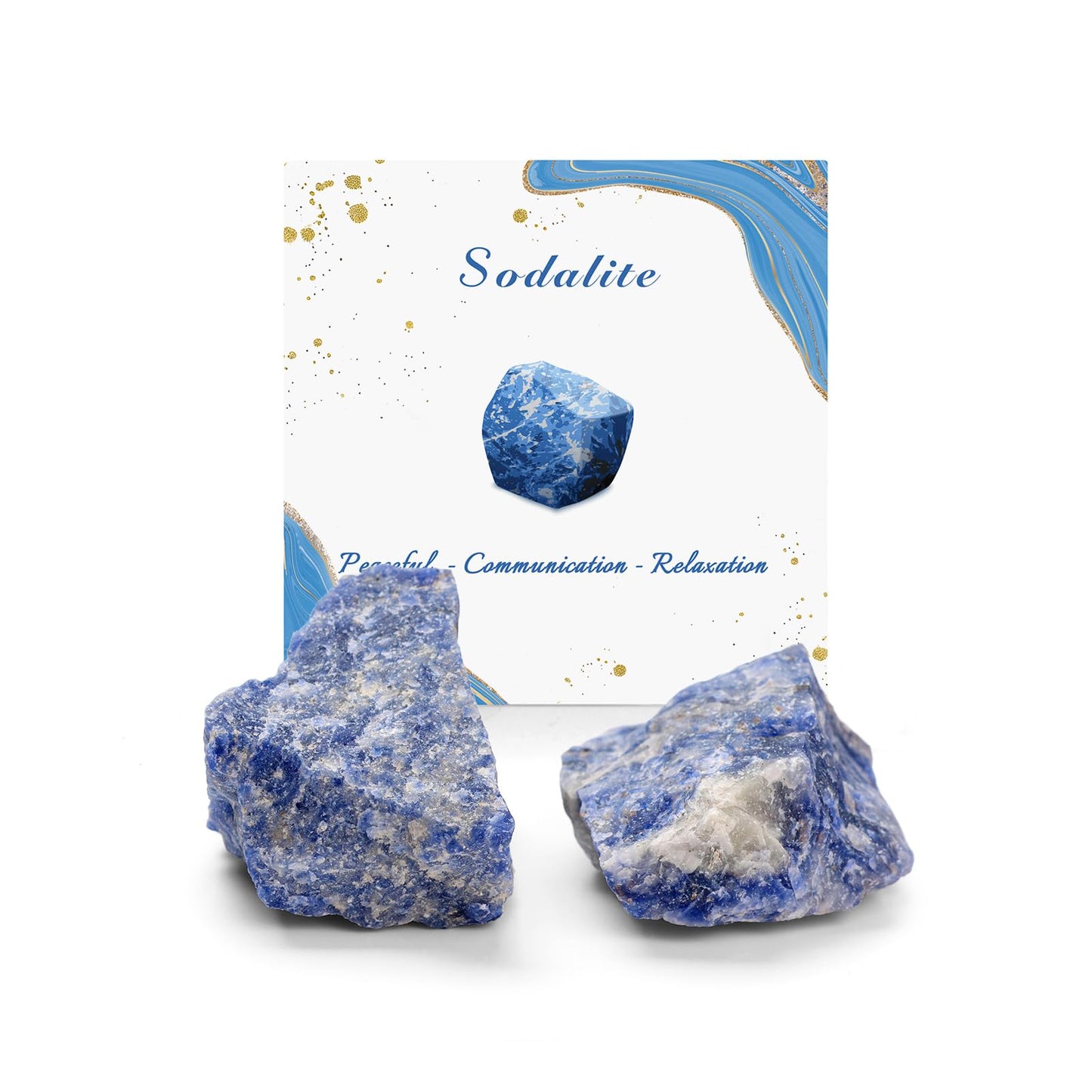 GolbalJew Sodalite Natural Raw Crystals 2PCS Healing Crystal Stones 1.2-2.0” Reiki Healing Gemstones for Meditation Chakra Balance Home Decor