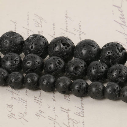 45pcs 8mm Natural Stone Beads Black Lava Beads Energy Crystal Power Gemstone for Jewelry Making, DIY Bracelet Necklace