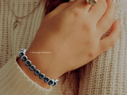 Amazing Gemstone Crystal Bracelet for Women Men's Gifts - Protection Healing Crystal Bracelet - 8mm Gemstone Beaded Stretchable Bracelet Pulseras Para Hombres Mujer Stocking Stuffers Mothers Day Gift (Blue Tiger Eye)