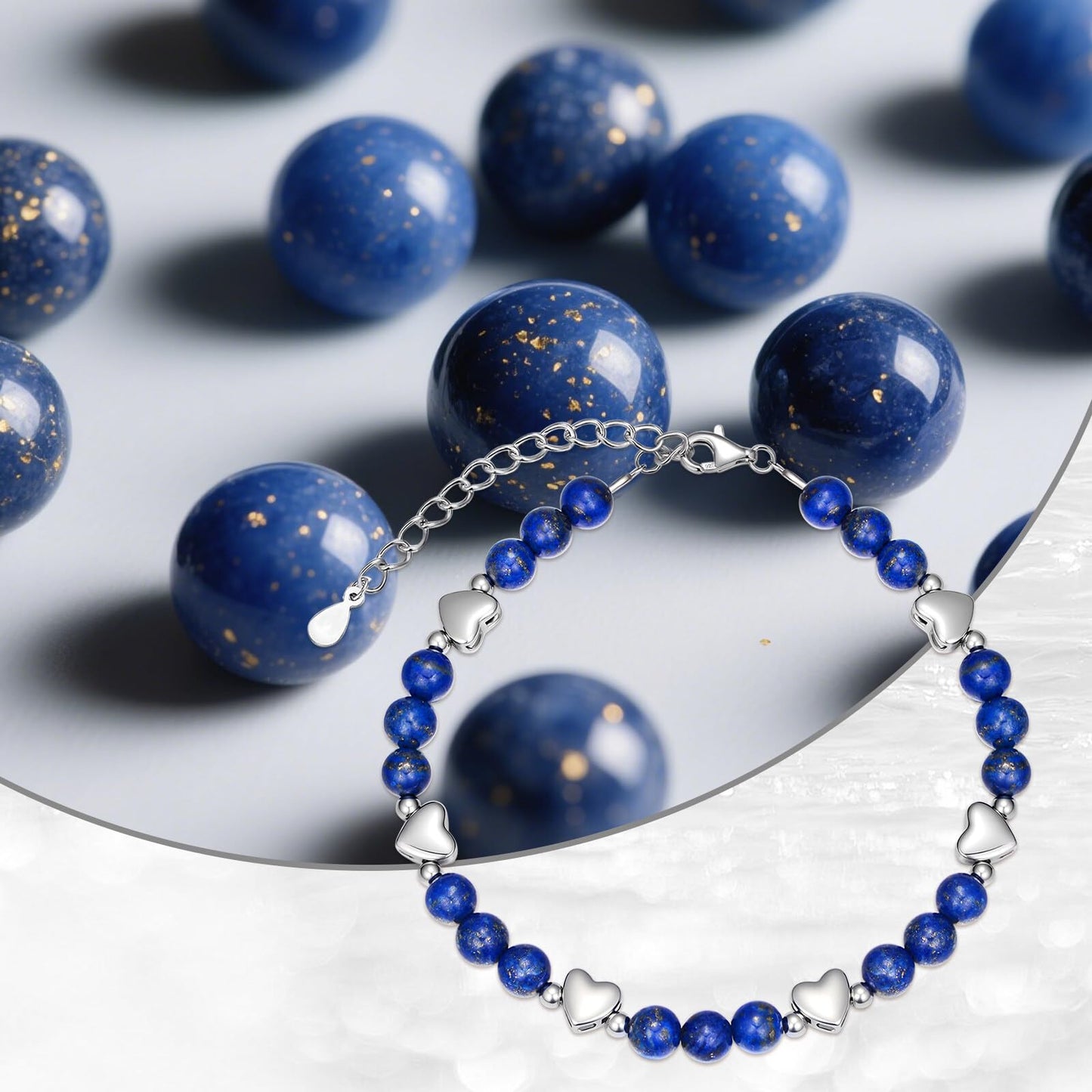 BETHZA Natural Lapis Lazuli Bracelet for Women Blue Lapis Link Adjustable Bracelets Boho Jewelry Gift for Wife