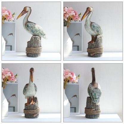 Lukitas Standing Pelican Statue and Sculpture Decor, Nautical Coastal Beach Bird Figurine, Creative Decorative Ornament for Home Garden Yard Lawn Outdoor, Resin 14''