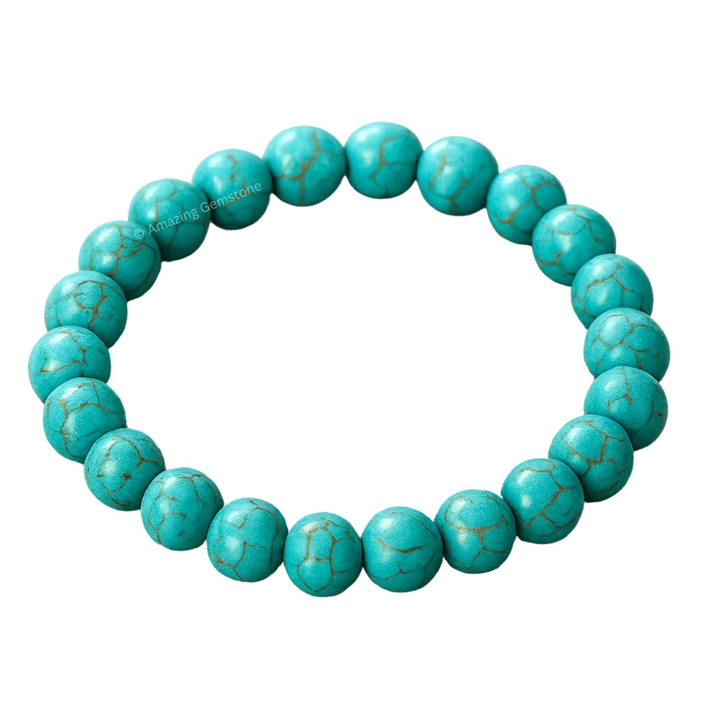 Amazing Gemstone Crystal Bracelet for Women Men's Gifts - Protection Healing Crystal Bracelet - 8mm Gemstone Beaded Stretchable Bracelet Pulseras Para Hombres Mujer Stocking Stuffers Mothers Day Gift (Manmade Turquoise)