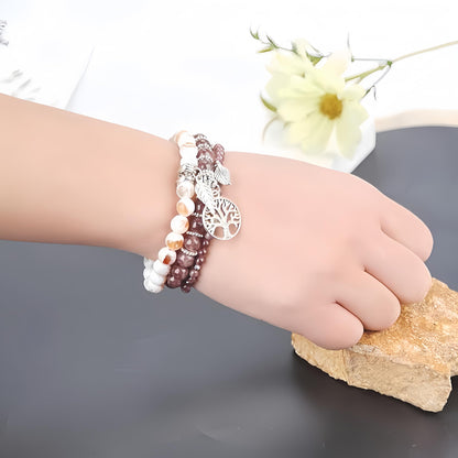 Jardme Healing Crystal Bracelets for Women, 8mm Beaded Natural Stone Stretch Chakra Bracelets Tree of Life Bracelet Jewelry Gifts for Women