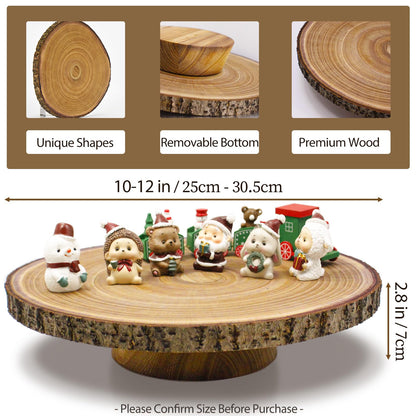 Wood Cake Stand 10-12 Inch, Natural Wedding Cake Table Display Stands, Rustic Large Cake Decorating Supplies for Party/Baby Showers/Reception/Event