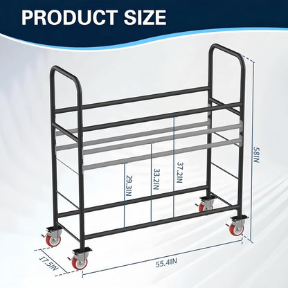 TONGMO Tire Storage Rack with Protective Cover - Adjustable Metal Tire Rack for Indoor/Outdoor Use - 58" H x 55.5" W x 17.5" D (55in)