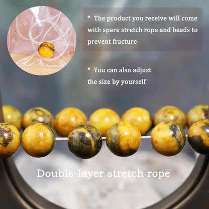 DAZCOLO 8mm Natural Gemstone Stretch Bracelet, Handmade Unisex Crystal Bracelets for Meditation, Yoga, Spiritual Healing & Positive Energy (Bumblebee Jasper)