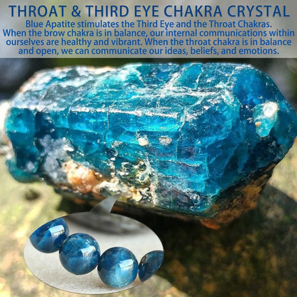 TaHLga Valentines Day Gifts for Kids Girls, Blue Apatite Bracelet for Women Men | 6mm Round Beads | Fits for 6.5-7 inch Wrist Size | 3A Grade Root Chakra Crystal | Nice Gift for Friends and Familys