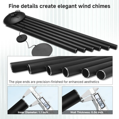 66" Extra Large Wind Chimes for Outside Deep Tone, 6 Thick and Bold Aluminum Tubes Tuned Relaxing Melody Wind Chime, Big Wind Chimes for Garden Patio Decor, Great Gift Idea for Mother's Day (Black)