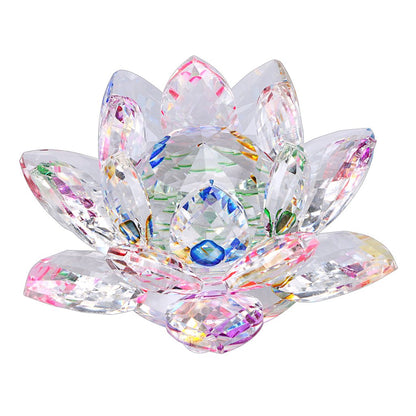 OwnMy Sparkle Crystal Lotus Flower Hue Reflection Feng Shui Home Decor with Gift Box (3 Inch/ 80MM)