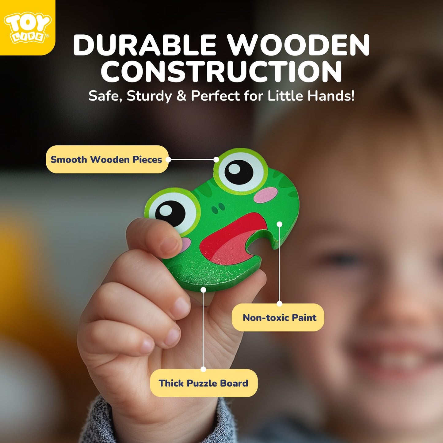 TOY Life Life Cycle Toys Puzzles for Kids, Wooden Puzzles for Toddlers 2-4, 4 Large Pieces Animal Puzzle for Toddlers 1-3, Montessori Toys for 1 2 3 Year Old Boy Girl, Baby Kids Educational Toy