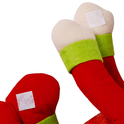 Elf Tree Topper Christmas Decorations,Unique Funny Xmas Plush Stuffed Elf Hugger Decor for Christmas Tree Wine Bottle Curtain Ornaments,Red Green