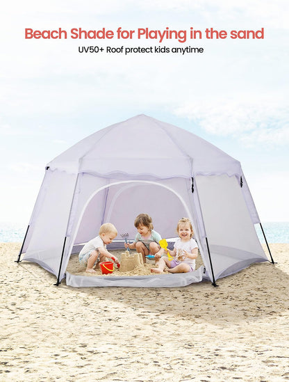 Porayhut Large Pop Up Play Tent for Kids, 78" Instant Toddler Playhouse with Removable Floor & UV50+ Sun Shade, 360° Mesh Mosquito-Free Tent for Indoor Outdoor Beach Backyard, Fits 4 Kids