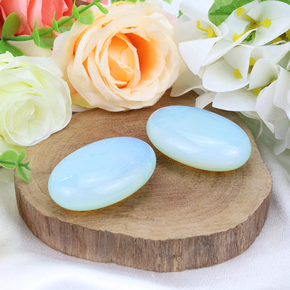 MAIBAOTA 2.4" Large Opalite Crystal Opal Stone Polished Palm Stone Healing Crystals 0.7" Thick Natural Reiki Gemstone Worry Stone Energy Balancing Anxiety Stress Relief Meditation 1 Pc