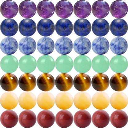 7 Chakra Natural Stone Beads Mixed 100pcs 8mm Round Genuine Real Stone Beading Loose Gemstone Amethyse Color DIY Smooth Beads for Bracelet Necklace Earrings Jewelry Making