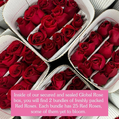 GlobalRose Real Fresh Cut Red Roses - 50 Fresh Flowers - Real Flowers Bouquet for Mother's Day, Gift or Wedding