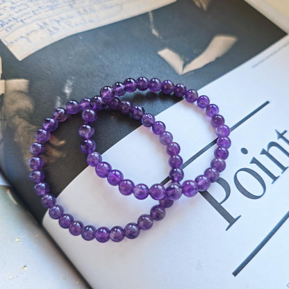 CHCCOYE 6mm Natural Healing Gemstone Bracelet Handmade Yoga Stretch Elastic Bracelet Stress Relief Crystal Jewelry for Men and Women (6mm, Amethyst)