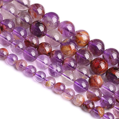 6MM 60PCS Natural Gemstone Purple Ghost Crystal Stone Beads for Jewelry Making DIY Bracelet