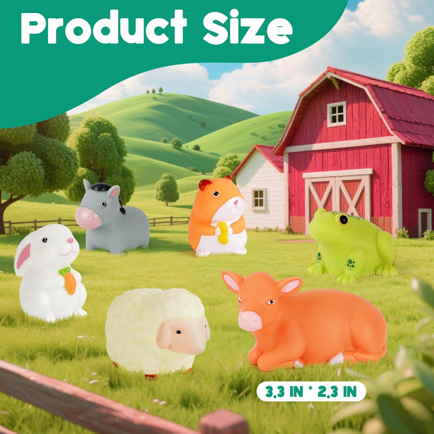 VIBOYLAR Bath Toys for Toddlers 1-3: 6 PCS Light-Up Farm Animal Bath Toy Set, Baby Bath Toys, Bathtub Pool Bath Toy for Kids, Christmas Birthday Gifts for Boys & Girls Ages 1 2 3+ Years Old