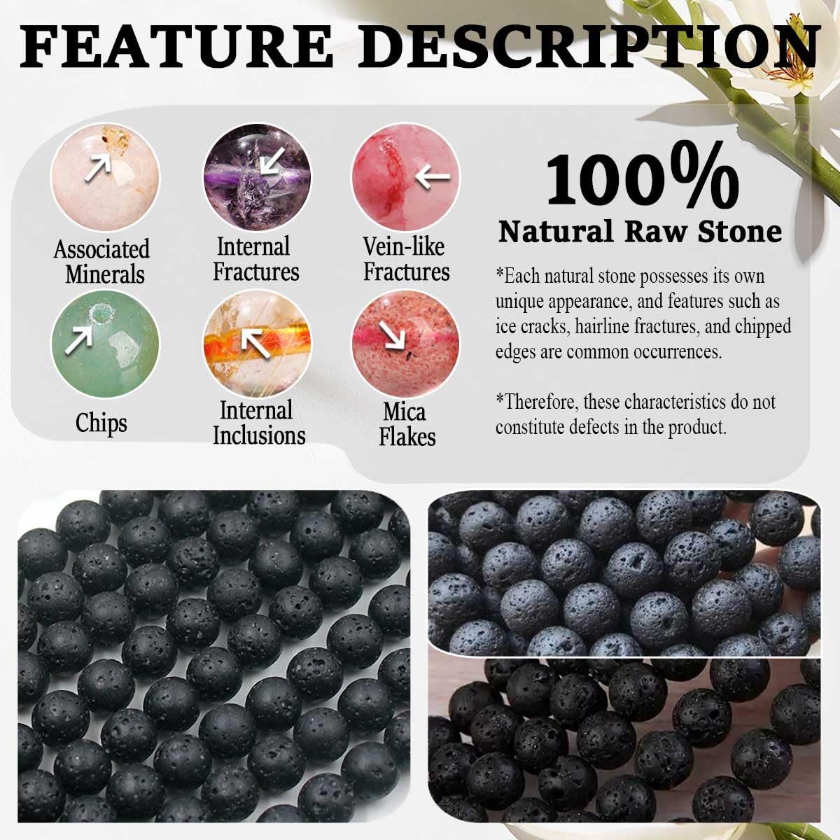ZaisuiFun 7 Chakra Bracelet for Women, Healing Stones for Anxiety Relief, Spiritual Crystal Energy Bracelet for Meditation, Relaxation Positive Vibes,Volcanic Black,M