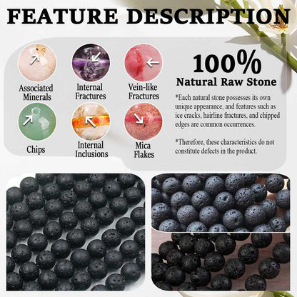ZaisuiFun 7 Chakra Bracelet for Women, Healing Stones for Anxiety Relief, Spiritual Crystal Energy Bracelet for Meditation, Relaxation Positive Vibes,Volcanic Black,M