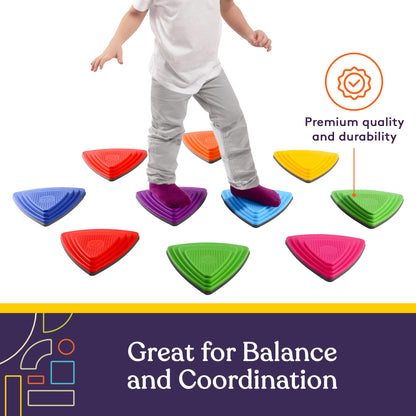 Special Supplies 10 Stepping Stones for Kids Indoor and Outdoor Balance Blocks Promote Coordination, Balance Strength Child Safe Rubber, Non-Slip Edging