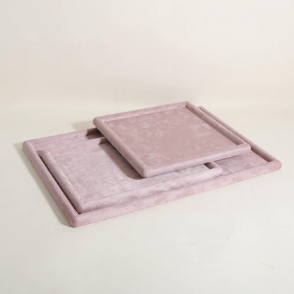 GemeShou Gemehou velvet Jewerly display tray, Top Microfiber Jewelry storage organizer plate, Empty Jewelry showcase tray for Necklace Bracelet Ring Earring Watch (Pink-Medium, 11.8 x 8.7 in)