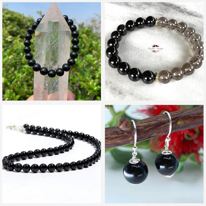 Risyfjew 50PCS 8mm Natural Black Obsidian Beads Gemstone Round Loose Beads for Jewelry Making Chakra Crystal Stone Beads for Bracelets Necklace Earrings Making Supplies (50pcs/Strand)