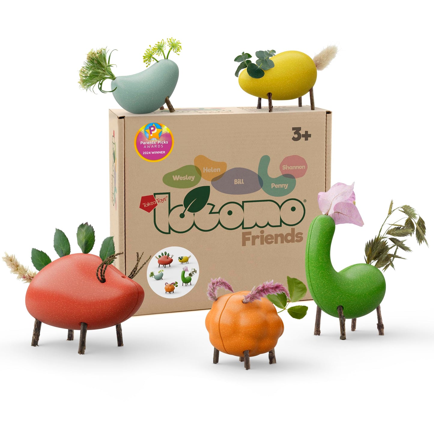 Taksa Toys Locomo Friends III Waldorf Educational Outdoor Play Figures, Montessori Wooden Animal Toys for Kids 3 4 5 6 7+, Open-Ended Learning & Creativity, Nature Eco Toys, Gifts (Set of 5)