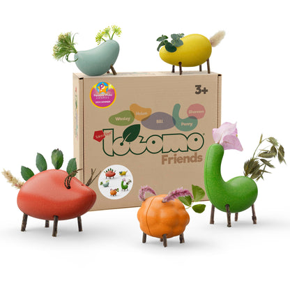 Taksa Toys Locomo Friends III Waldorf Educational Outdoor Play Figures, Montessori Wooden Animal Toys for Kids 3 4 5 6 7+, Open-Ended Learning & Creativity, Nature Eco Toys, Gifts (Set of 5)