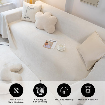 STACYPIK White Waterproof Couch Cover Scratch Resistant Sofa Cover for 3 Cushion Couch Thickened Non Slip Sofa Throw for Sectional Water Resistant Sofa Slipcover for Cats Dogs Furniture Cover-71X118IN