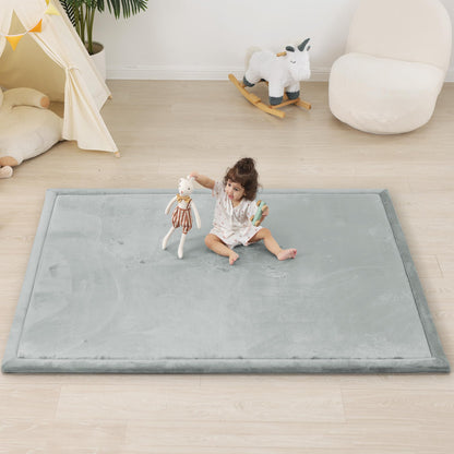 1.5" Thick Baby Play Mat for Floor Tummy Time, Large Pro Soft Foam Activity Playmats Playroom, Easy Care with Non-Slip Safe for Infant Toddler Kids Crawling79 x 118" (Light Grey)