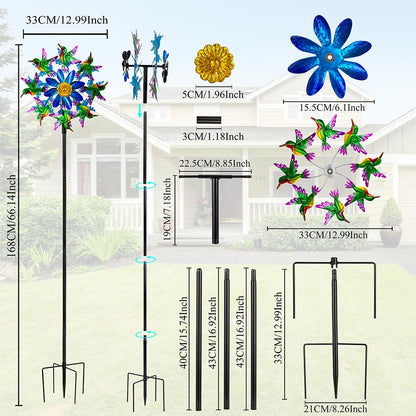 Viveta Outdoor Wind Spinners, Hummingbird Garden Windmill Decorative Wind Sculpture,Metal Yard Art for Patio Lawn Garden