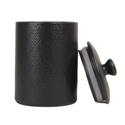 10 Strawberry Street Embossed Marquis Ceramic Kitchen Canister Set, Set of 3, Matte Black