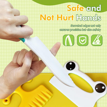 Chanking 17 Pieces Kids Safe Knife Set for Real Cooking Child-Friendly Plastic Chef Tools Montessori Kitchen Toys for Toddlers Birthday Gifts for Boys and Girls Ages 4+ (B)