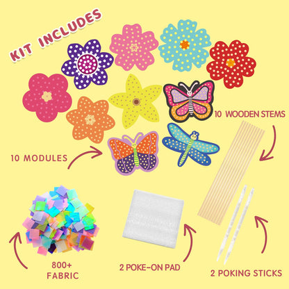 Yrinfay Poke Arts and Crafts kit for Kids, DIY 7 Flowers & 2 Butterflies & 1 Dragonfly, Mess Free Creative Game Toys for Girl 6-8 8-12, Gifts for Boys & Girls Ages 6 7 8 9 10 11 12 Years Old
