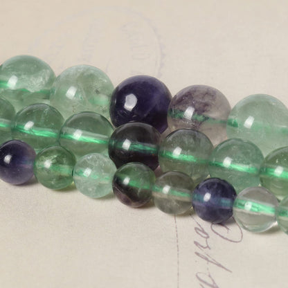 60pcs 6mm Natural Stone Beads Fluorite Beads Energy Crystal Power Gemstone for Jewelry Making, DIY Bracelet Necklace