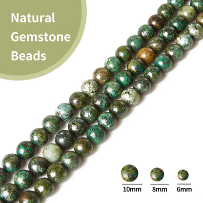 45pcs 8mm Natural African Turquoise Beads Gemstone Beads Round Loose Beads for Jewelry Making