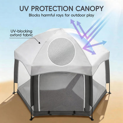 Palopalo Black Pop Up Baby Beach Tent - UPF50+ Sun Protection Canopy & Mosquito Net, Instant Setup Portable Playpen for Indoor & Outdoor Play, Lightweight Pack and Play Yard