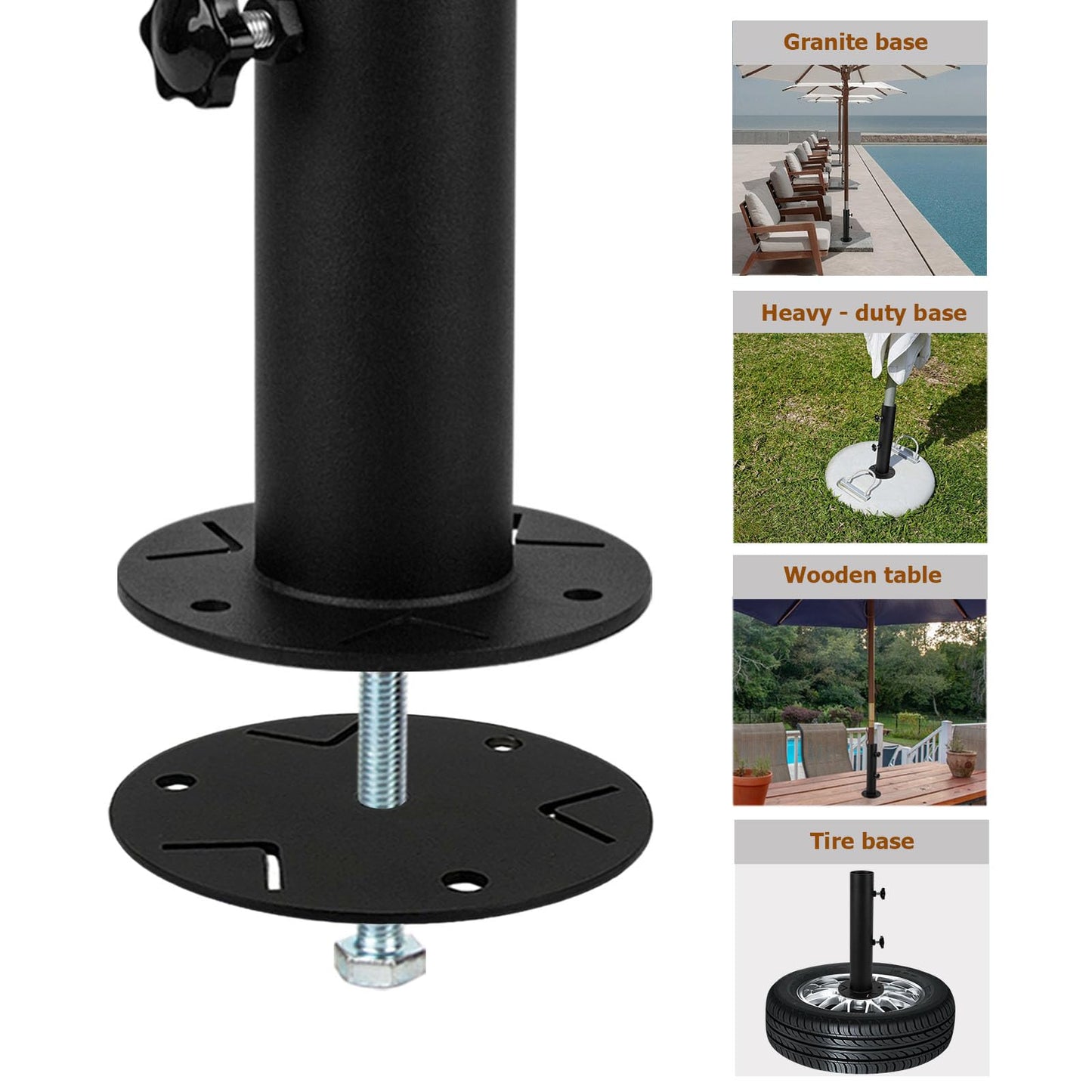 VANROUG Universal Granite Umbrella Stand Tube Outdoor, Stone Umbrella Tube Base, Table Umbrella Tube Bracket, DIY Metal Tube Umbrella Mount, Marble Flag Pole Stake Holder