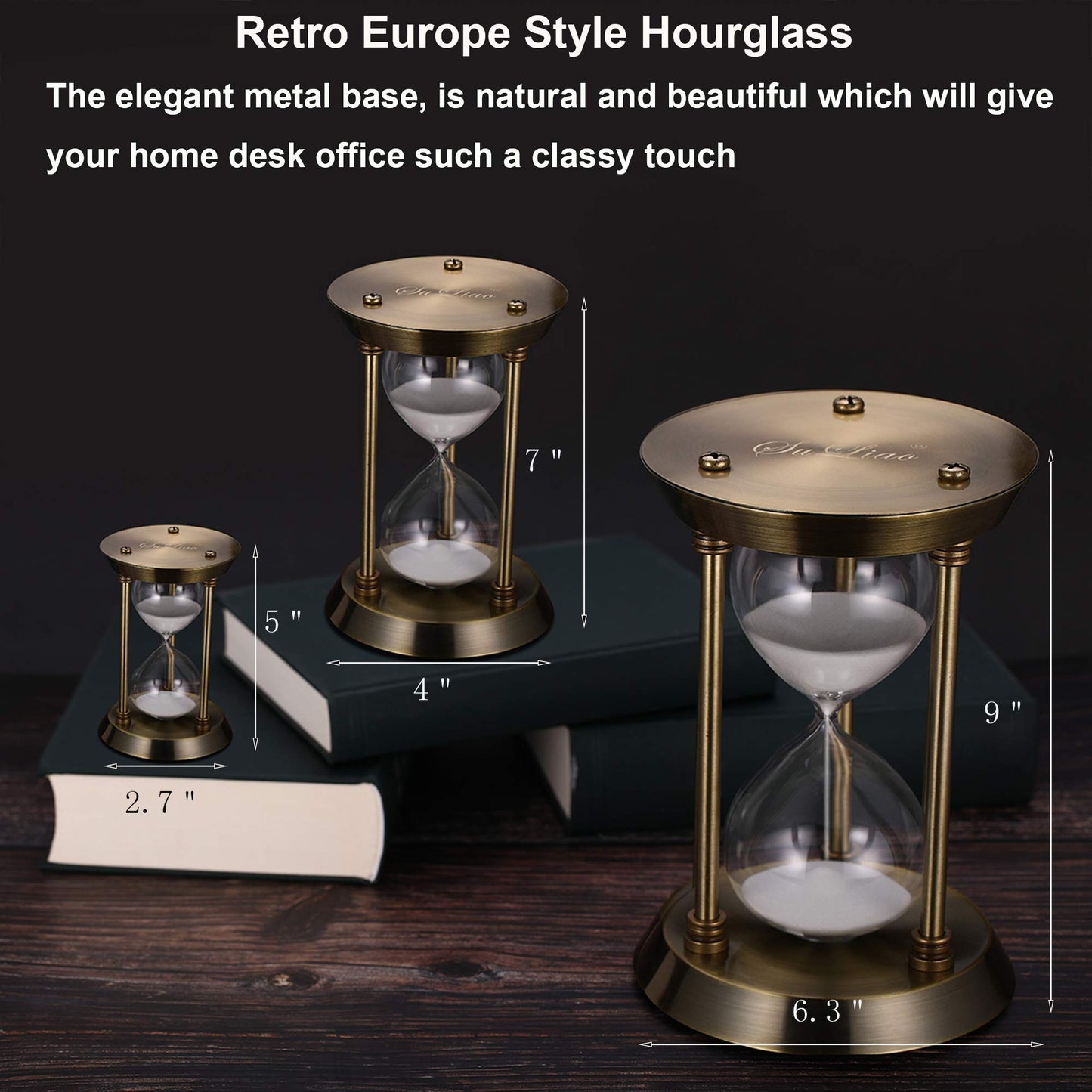 SuLiao Brass Hourglass 30 Minute Sand Clock Timer, Grande Reloj De Arena 30 Minutos, Metal Hour Glass Sandglass for Gifts & Home Desk Office Decorative
