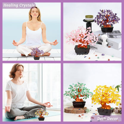 NUKAYAI Natural Amethyst Crystal Purple Money Tree for Office Home Room Desk Decor Meditation Positive Energy Feng Shui Crystals Healing Stones Luck Wealth Bonsai Trees Birthday Gifts for Women