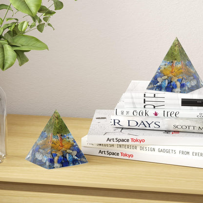EternalOrgone Tree of Life Orgone Pyramid for Positive Energy, Orgonite Peridot&Lapis Lazuli Healing Crystal Pyramids for Reduce Stress Chakra Reiki Healing Meditation Attracts Lucky and Success